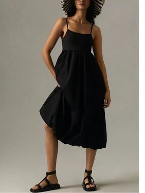 Anthropologie Maeve Black Sleeveless Bubble Midi Dress Size Small 36472